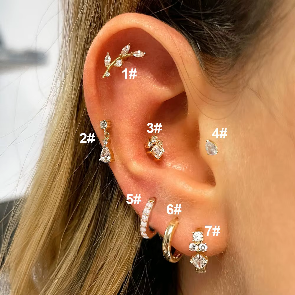 Boucle d'oreille Tragus Helix pour femmes, 1 pièce, Lobe Helix, oreille, Cartilage, Septum, cerceau 