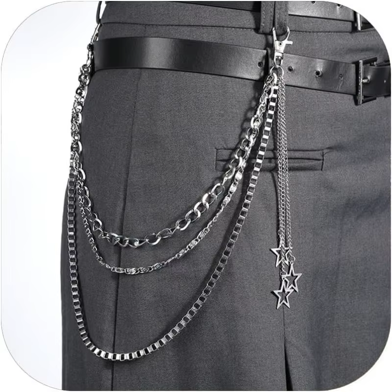 Ceinture de chaîne en Jean pour hommes et femmes, ceinture gothique Punk de poche, pantalons épais s