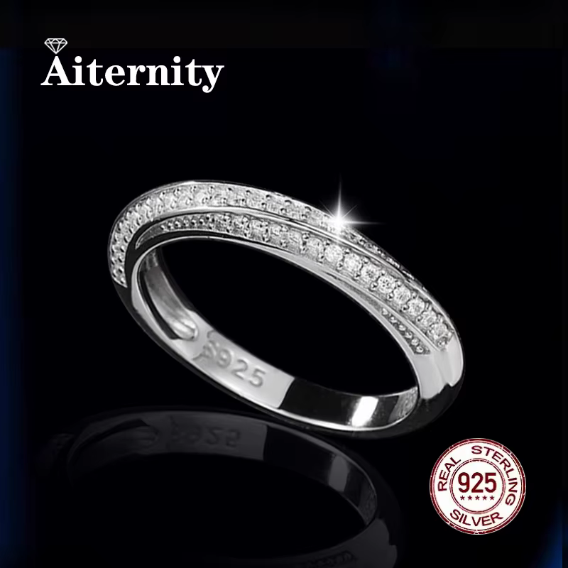 Bagues unisexes Moissanite et Zircon, bague en argent 100% véritable S925 pour hommes et femmes, lux