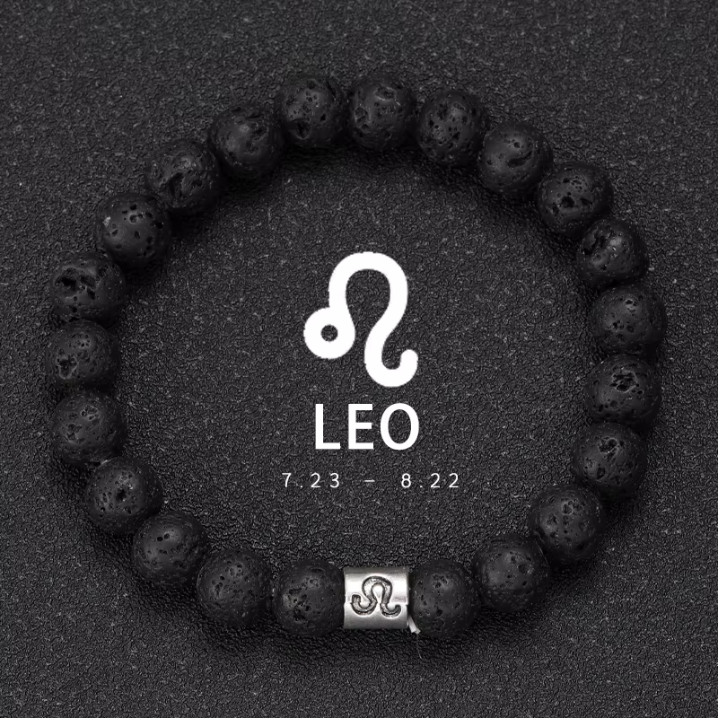 Bracelets de lave en pierre naturelle bélier vierge poissons Bracelets dames hommes Couples bijoux d