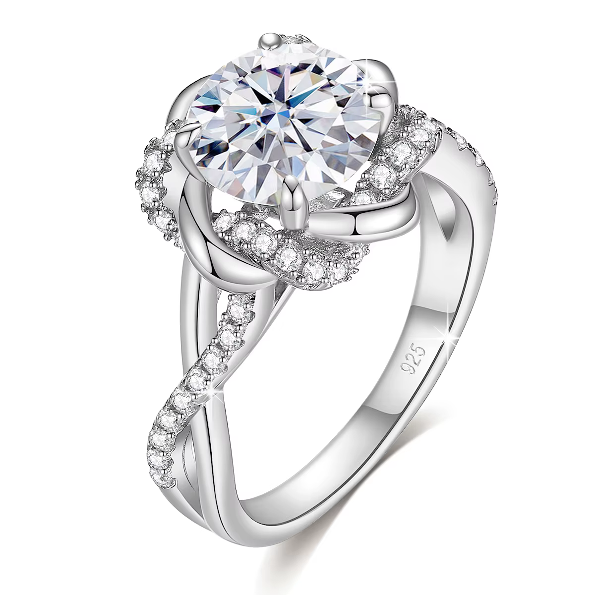 Szjinao Bague étoile de FC Moissanite 3 carats pour femme, or jaune, certificat, haute qualité, bijo