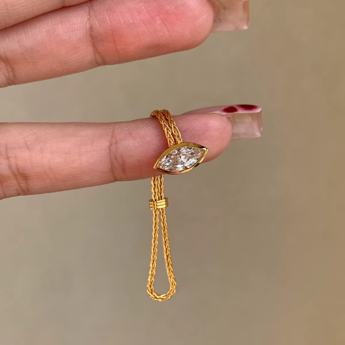 Bague réglable vintage en zircon, élégante, avec cordon de serrage, pour femmes