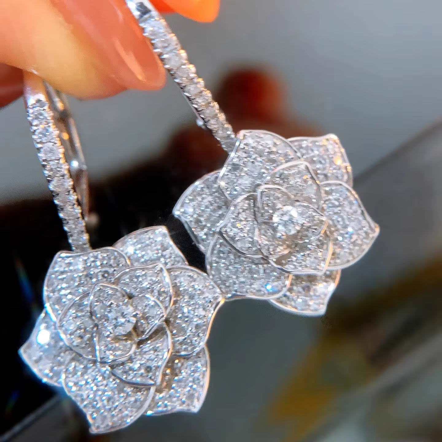 Foyimagination-Boucles d'oreilles en diamant à haute teneur en carbone pour femmes, conception de fl