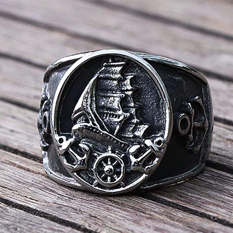 Anneau de Pirate de voilier nordique pour hommes et femmes, en acier inoxydable 316L, anneau de mota