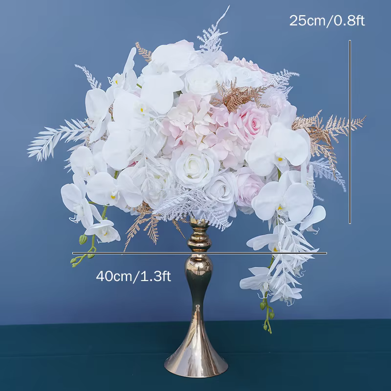 A8130 feuilles d'or Rose orchidée centres de Table de mariage boule de fleur, Banquet route plomb Fl