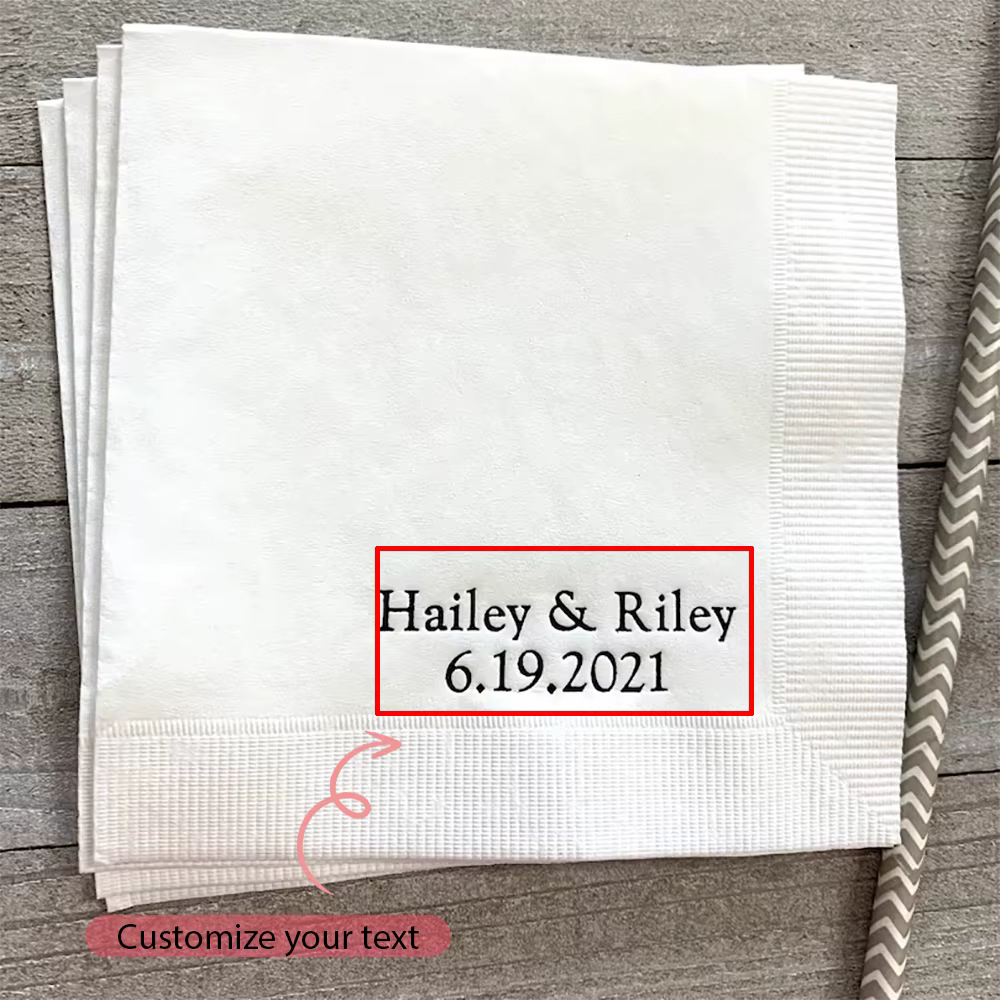 Serviettes en papier personnalisées, 20 pièces, pour mariage, fête de fiançailles, Mr & Mrs, douche 