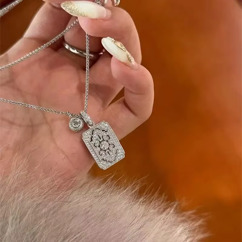 PONYKISS – colliers avec pendentif géométrique carré en Zircon couleur argent pour femmes, bijoux Vi
