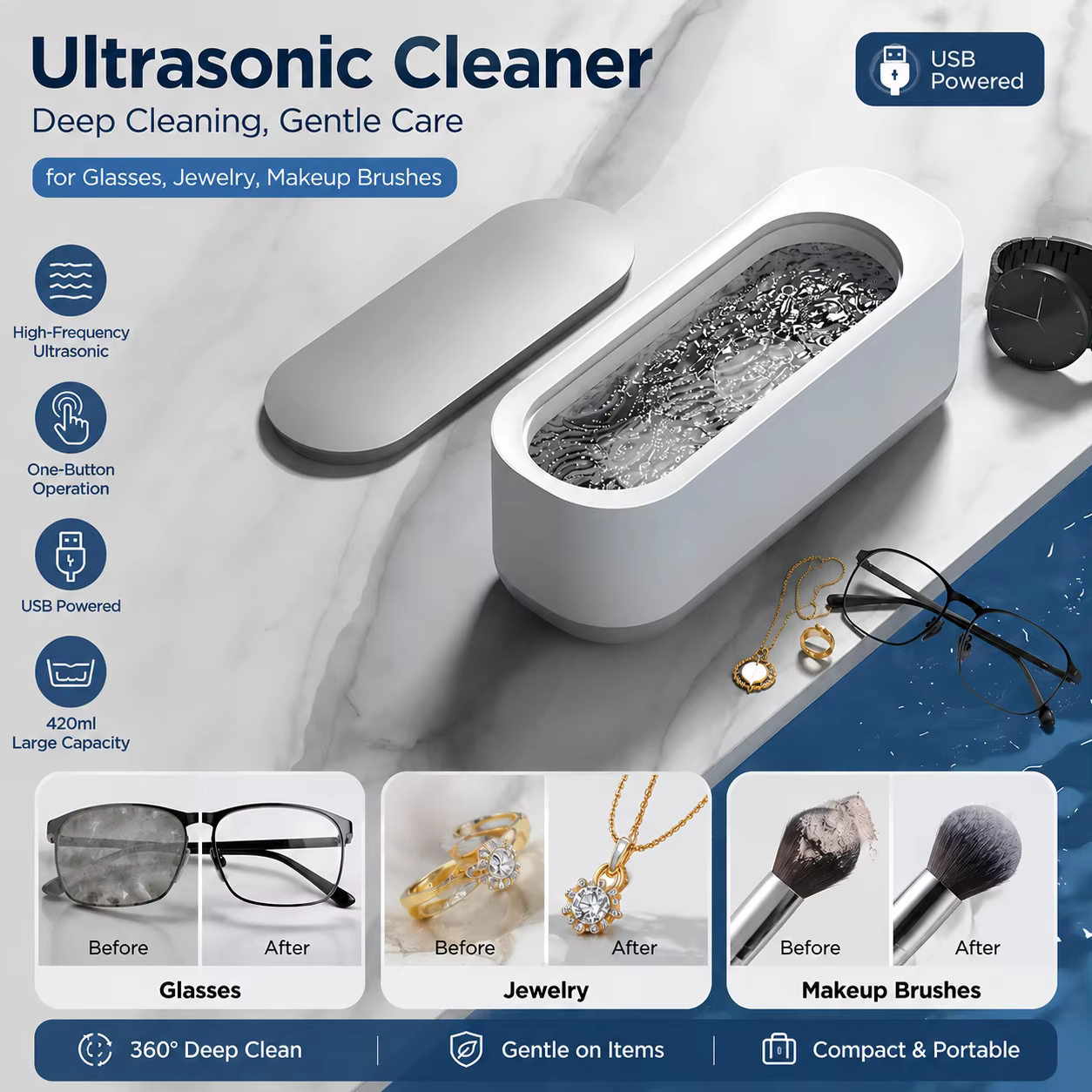 Machine de nettoyage à ultrasons, nettoyeur à vibrations, nettoyeur de bijoux, de lunettes, de montr
