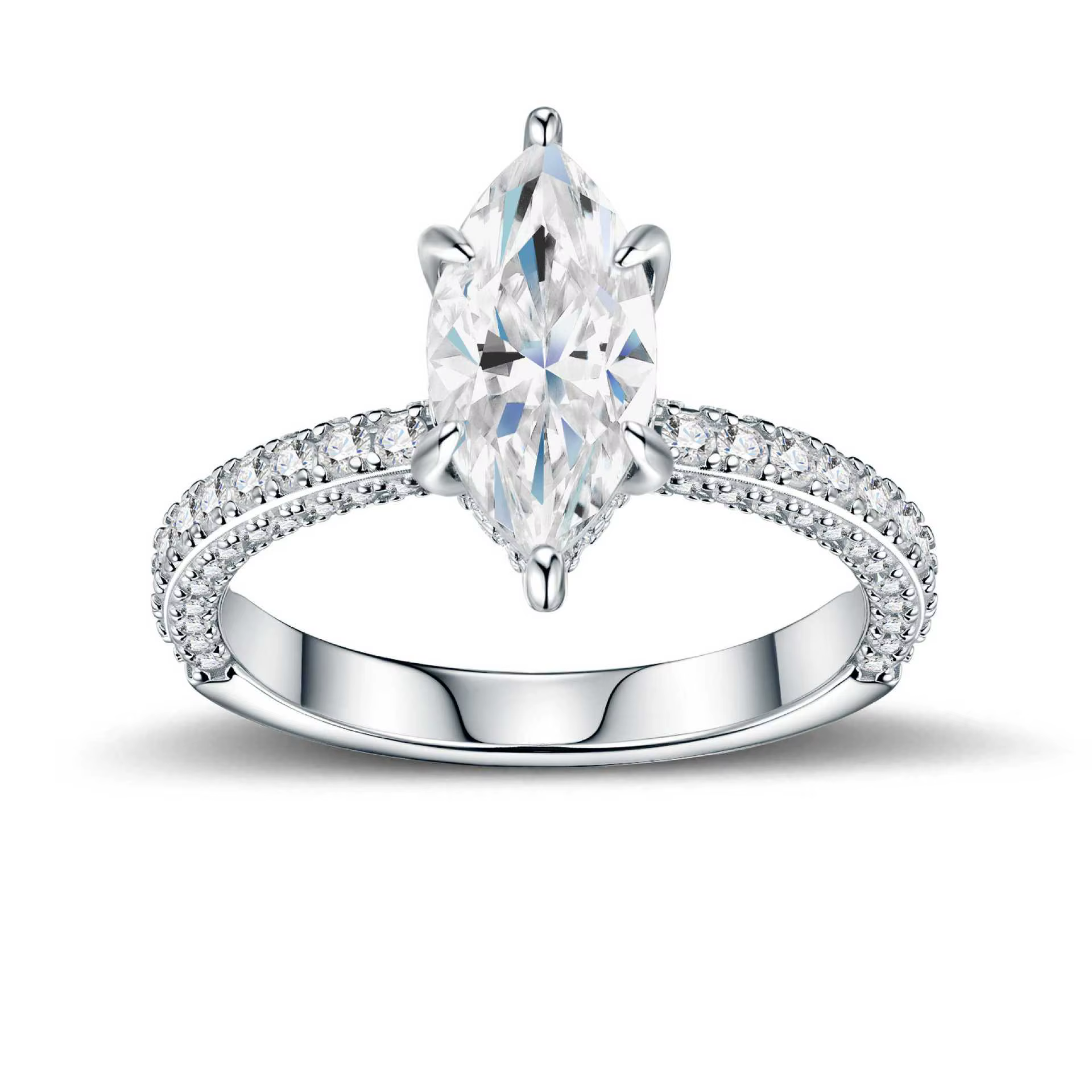 WUIHA – bague de fiançailles en argent Sterling 100% 925, 6x12 MM, coupe Marquise, couleur D, vérita