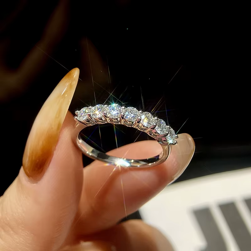 DWJ-Bague en argent regardé 925 Moissanite véritable pour femme, diamant, bande d'éternité, fiançail