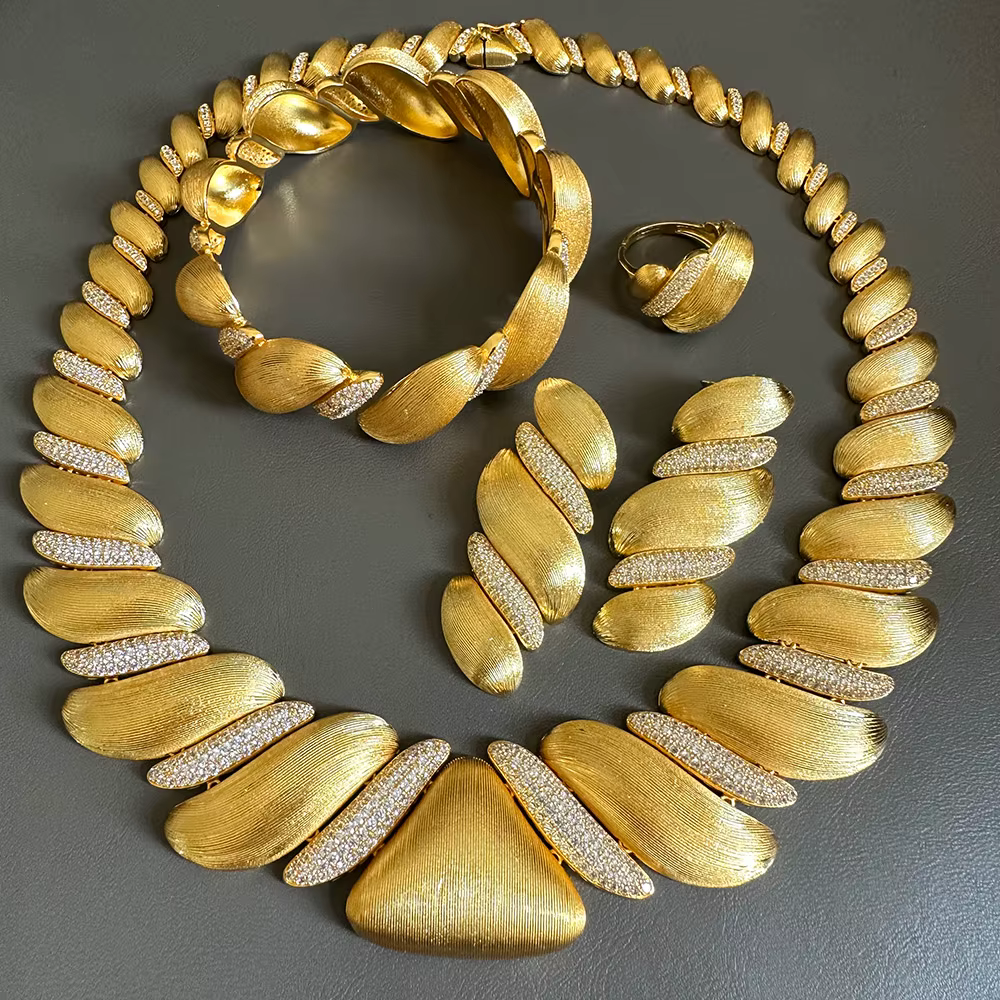 GODKI – ensemble de bijoux africains/indiens de luxe pour femmes, ensemble de bijoux de mariée en cr