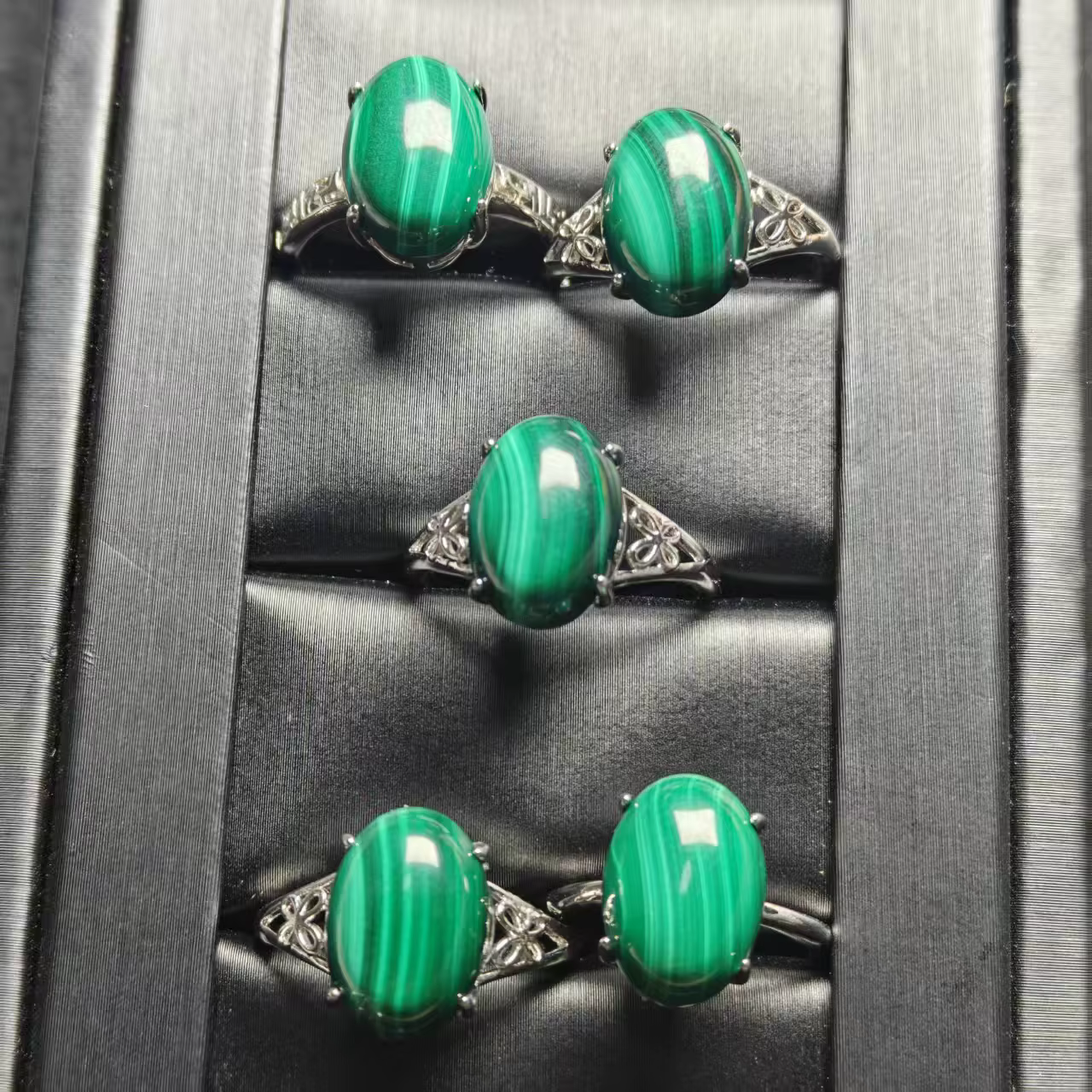 Bague en malachite naturelle, divers types, Design tendance et polyvalent, Simple et à la mode, cade