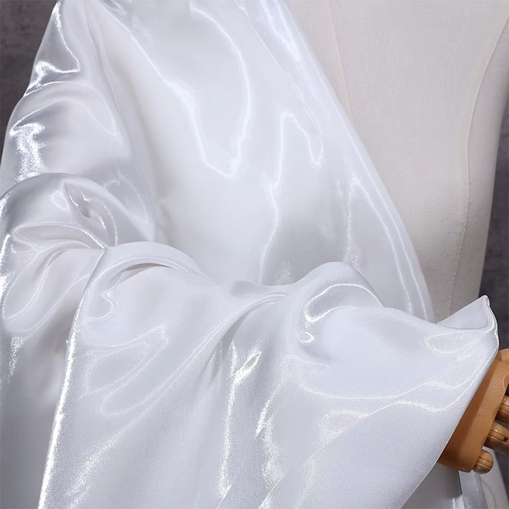 Tissu en Satin drapé liquide, Polyester réfléchissant haute densité, lourd, pour robes de mariée Cou
