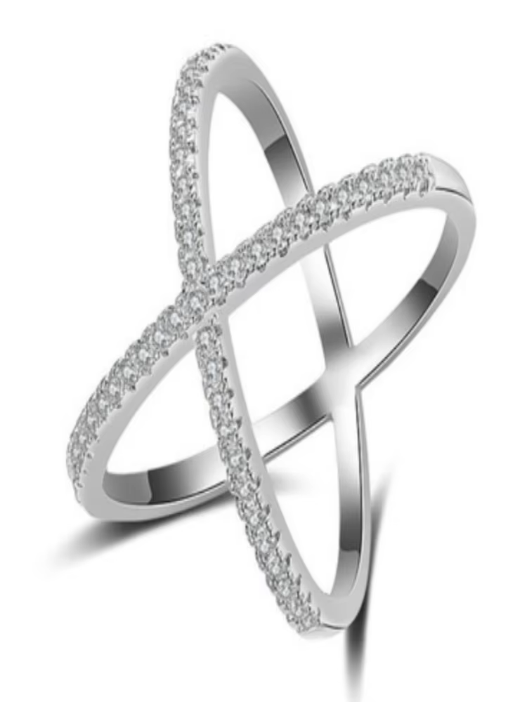 Bague en argent Sterling 925 pour femmes, Simple, classique, magnifique, en forme de X, en Zircon, p