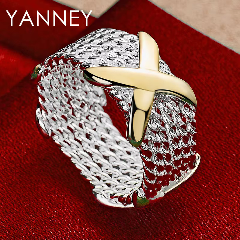 Argent sterling 925 pour femme 5/6/7/8/9/10 #   Bague croisée tressée Fine pour bijoux de fête à la 