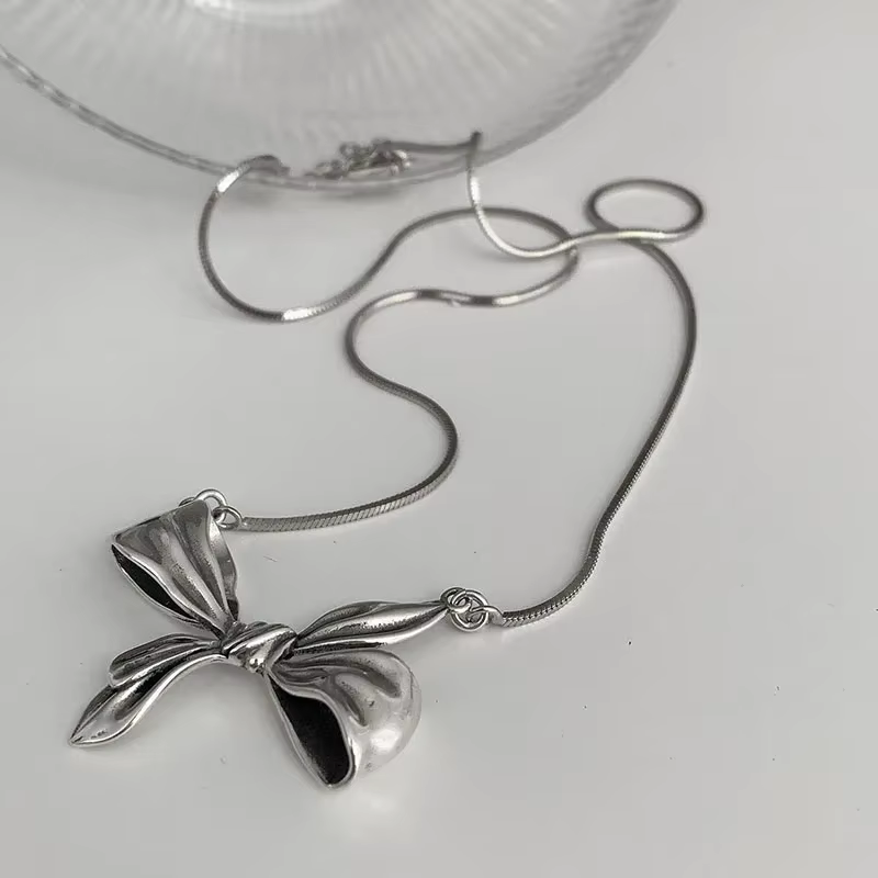 ANENJERY-Collier à nœud papillon brillant pour femme, haute qualité, délicat, clavicule féminine, bi