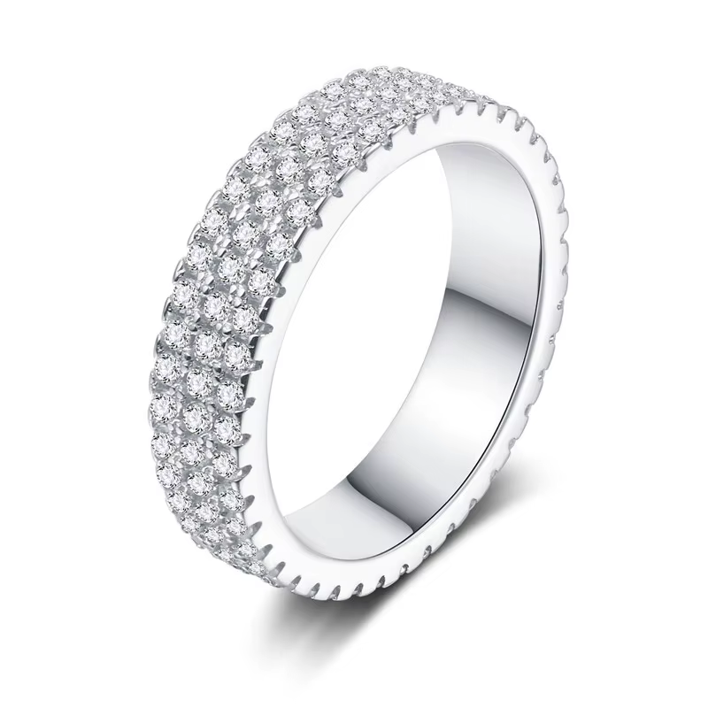 Bague de luxe pour femme en argent sterling 925, entièrement sertie de zircons, pour les occasions s