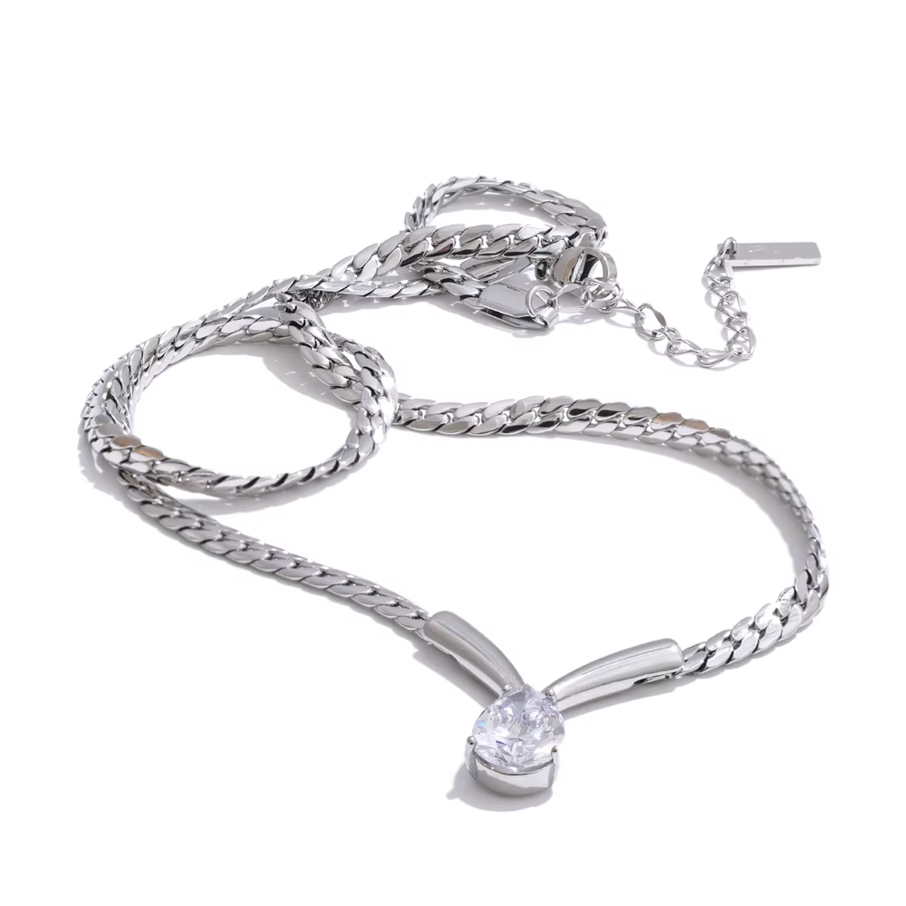 NiNice colliers pour femmes bijoux en acier inoxydable Original Cube zircone pendentif PVD plaqué br
