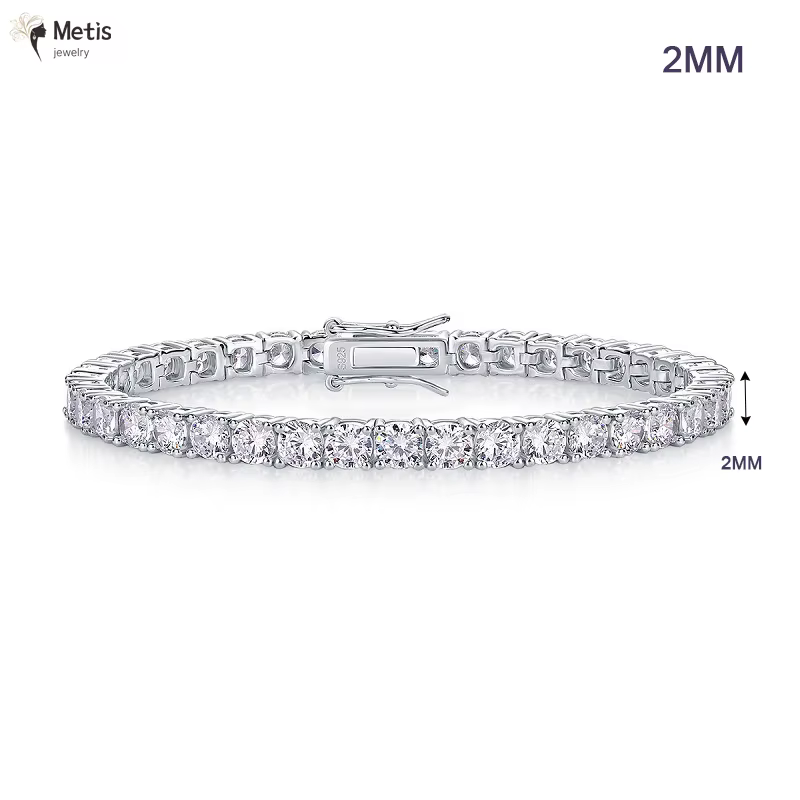 Bracelet de tennis délicat en Moissanite plaqué or 18 carats, argent sterling 925, couleur D, diaman