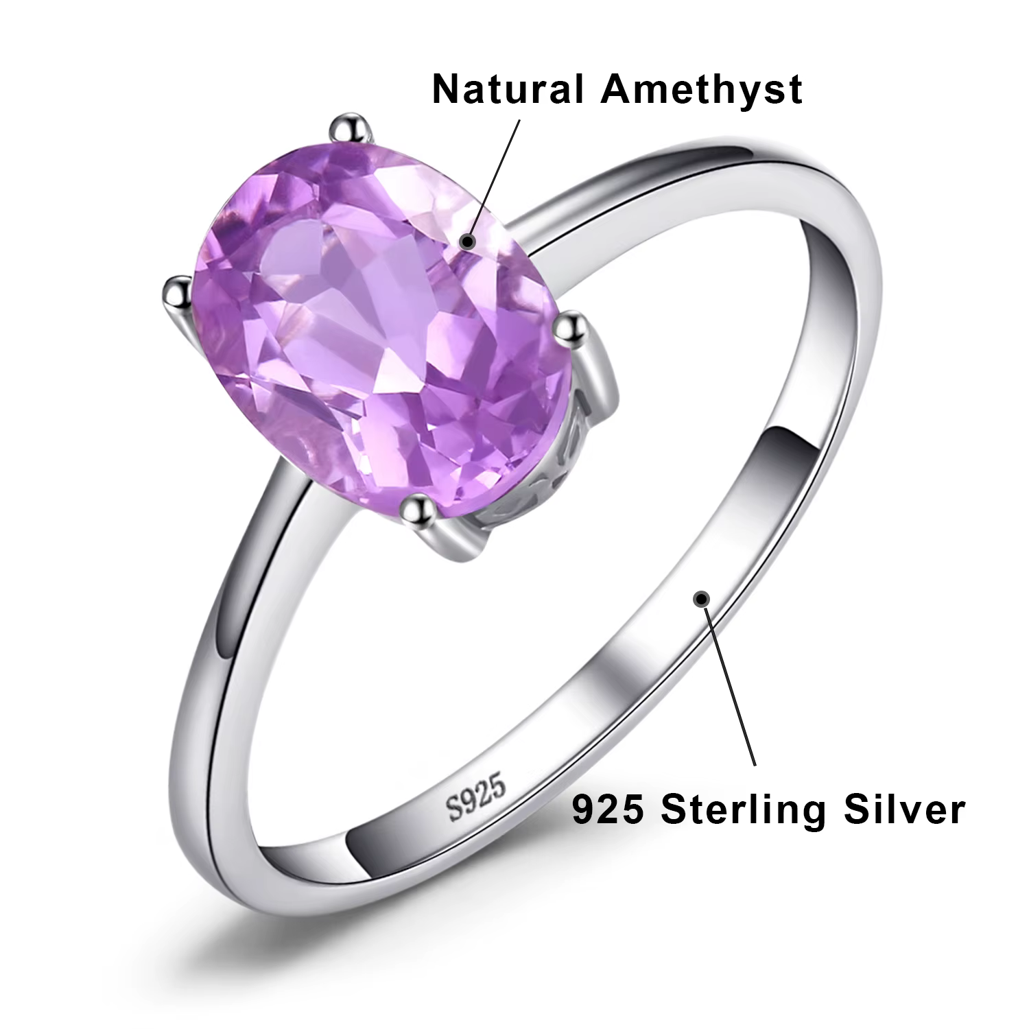 JewelryPalace or Rose plaqué or jaune ovale améthyste naturelle Citrine grenat topaze péridot 925 ba