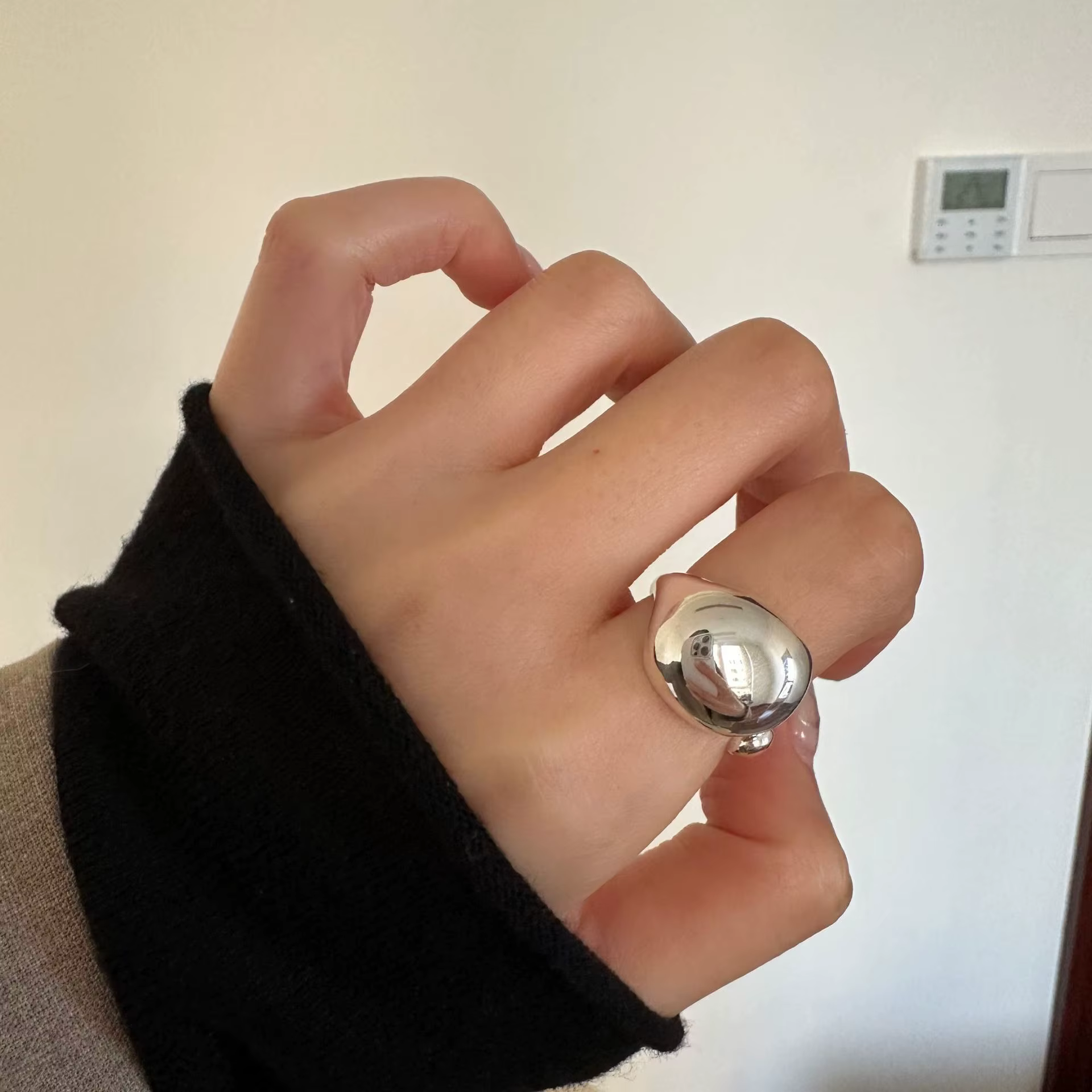 Bagues réglables en argent regardé 925 ElAssressentipour femmes, surface lisse, fiançailles, mariage