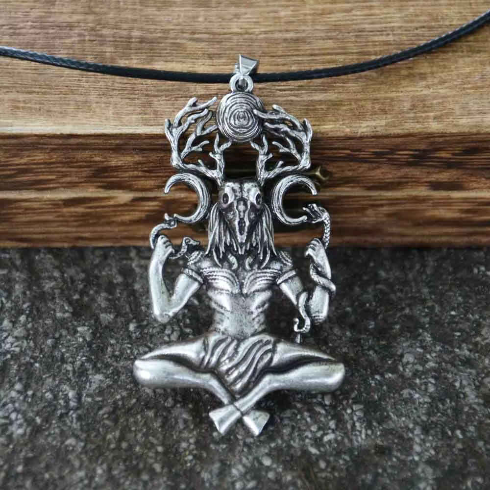 Mythologie Cernunnos dieu à cornes pendentif maître des animaux collier Vintage Talisman païen amule