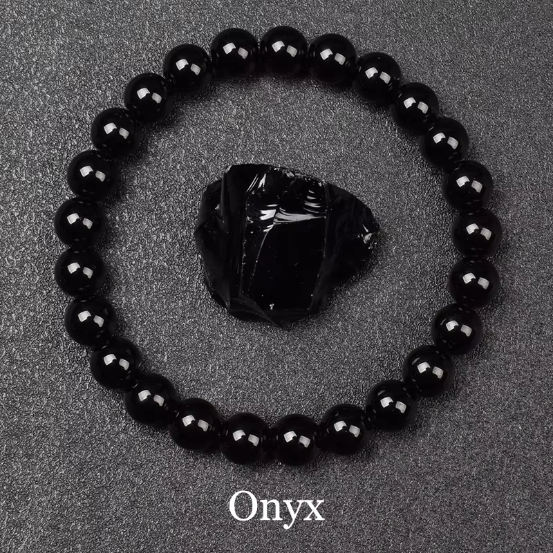 Bracelet de perles de Labradorite noire naturelle pour hommes et femmes, véritable Bracelets origina