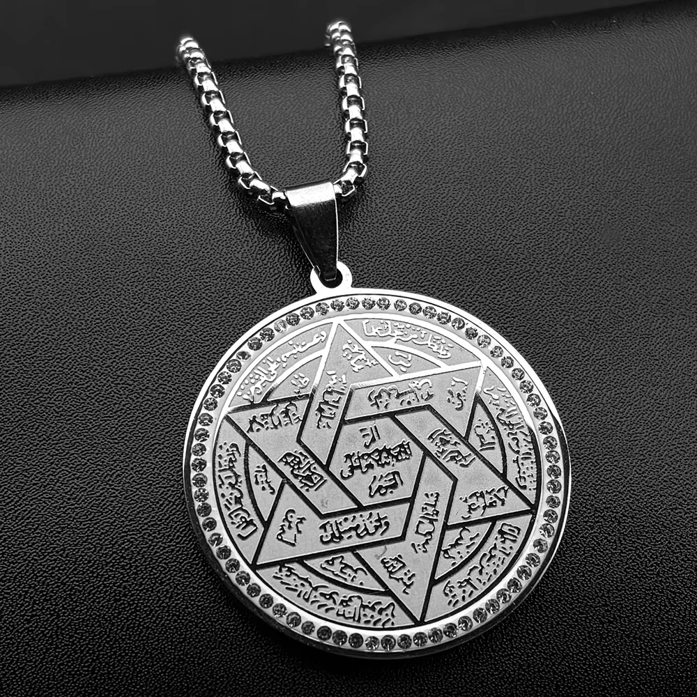 Collier pendentif étoile de David juive arabe pour femmes et hommes, en acier inoxydable couleur or,