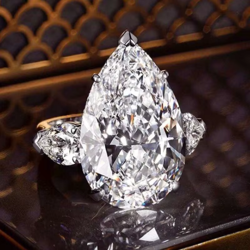 Bagues de fiançailles de luxe en forme de goutte d'eau pour femmes, en Moissanite, en argent Sterlin