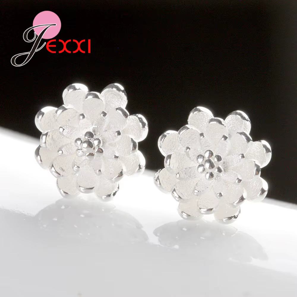 Annie Flower-Clous d'oreille en argent regardé 925 pour femme, boucle d'oreille simple percée, bijou