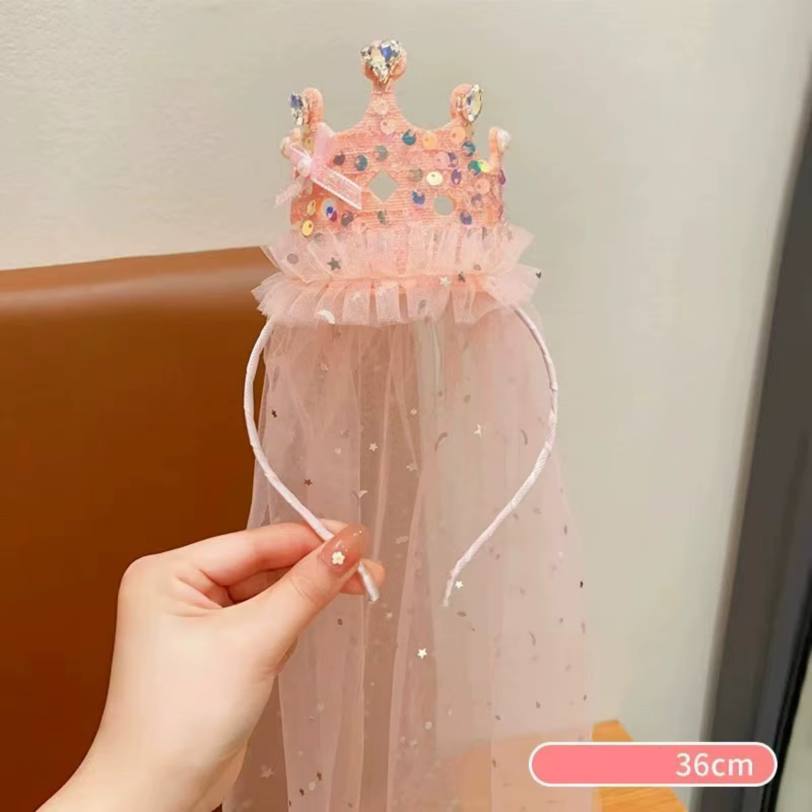 Bandeaux en voile de couronne de princesse, accessoires pour cheveux en Tulle scintillant, couvre-ch