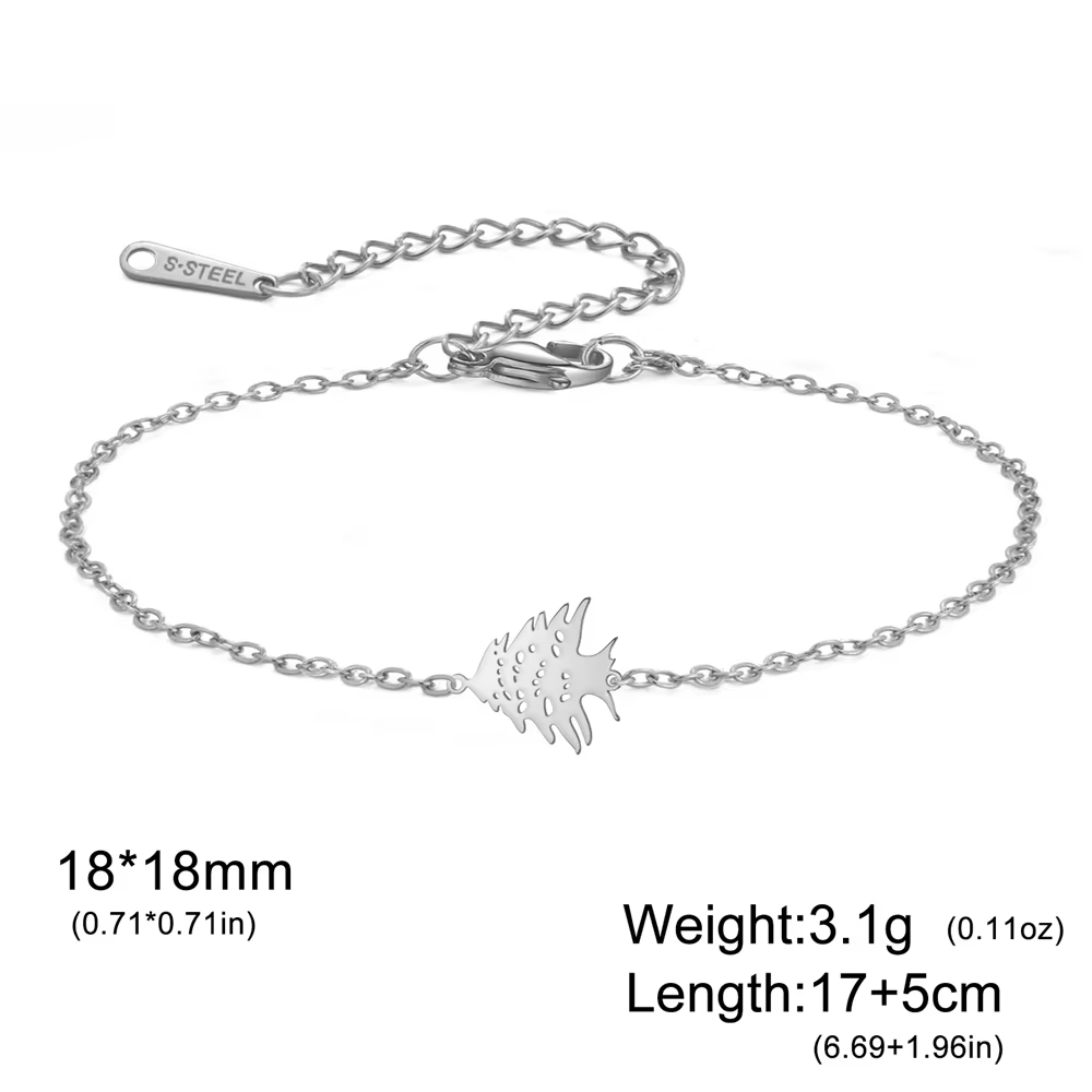 Bracelet ajustable en acier inoxydable avec breloque cèdre du Liban, chaîne tressée, bijoux symboles