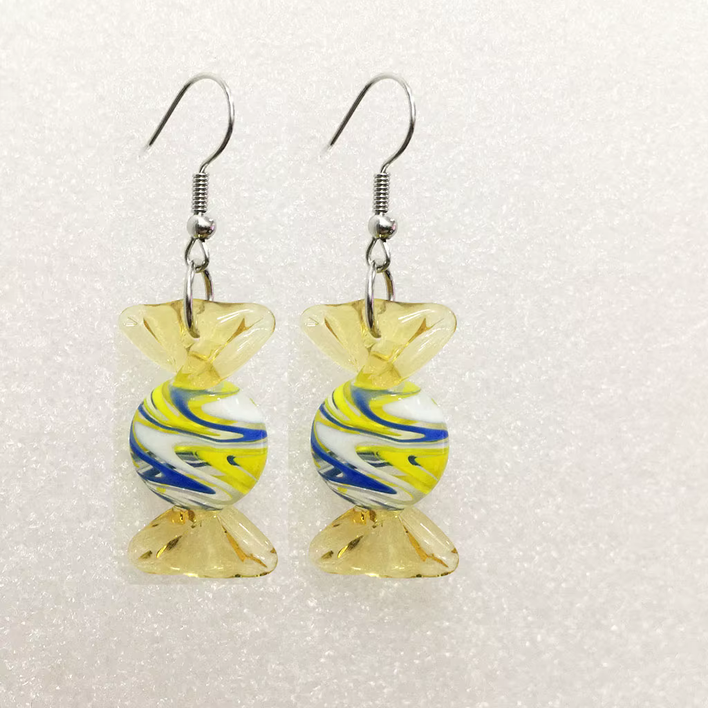 Boucles d'oreilles pendantes artisanales pour femmes, 30*15mm, en verre peint créatif en forme de bo