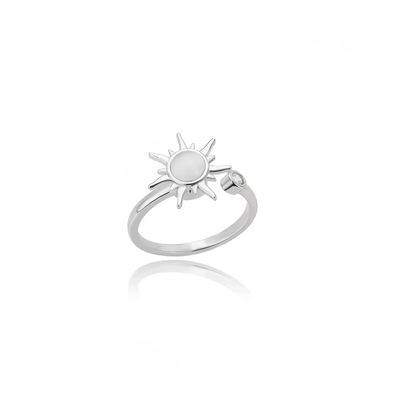 Bague Anti-Stress et anxiété pour femmes, pendentif soleil en acier inoxydable, Spinner Fidget, bijo