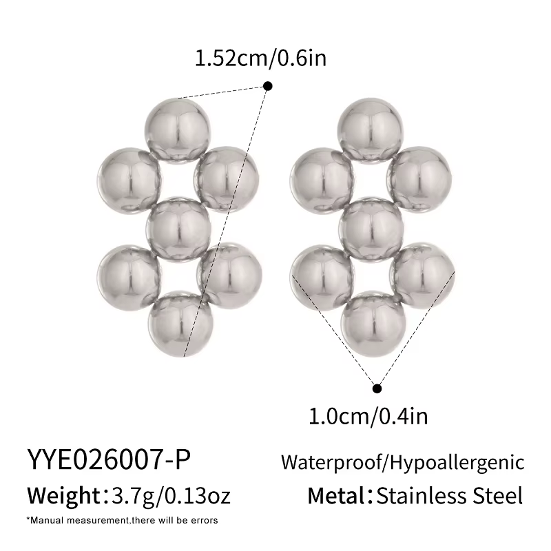 Boucles d'oreilles géométriques perlées en acier inoxydable 316L Miia Fashion pour femmes, style exa