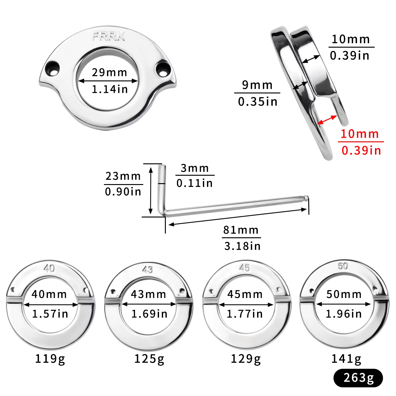 LUUK – anneaux sexuels doubles plats, pendentifs en acier inoxydable, dispositif de Cage de chasteté