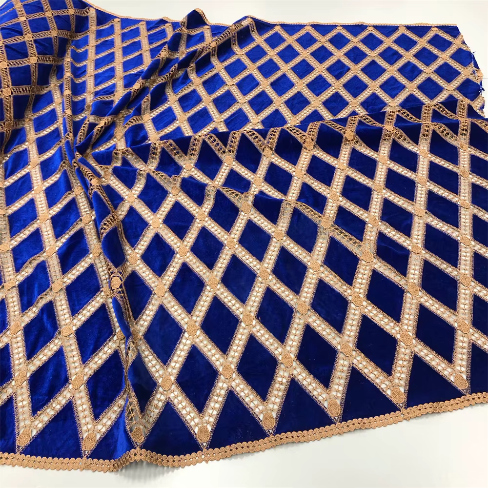 Tissu en dentelle africaine à motifs géométriques 2025 – Dentelle brodée soluble dans l'eau de haute