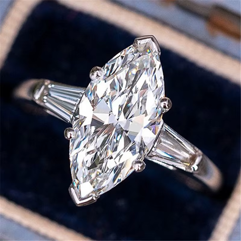 Bagues en argent sterling 925 avec zircone cubique marquise pour femmes, accessoires de fiançailles 