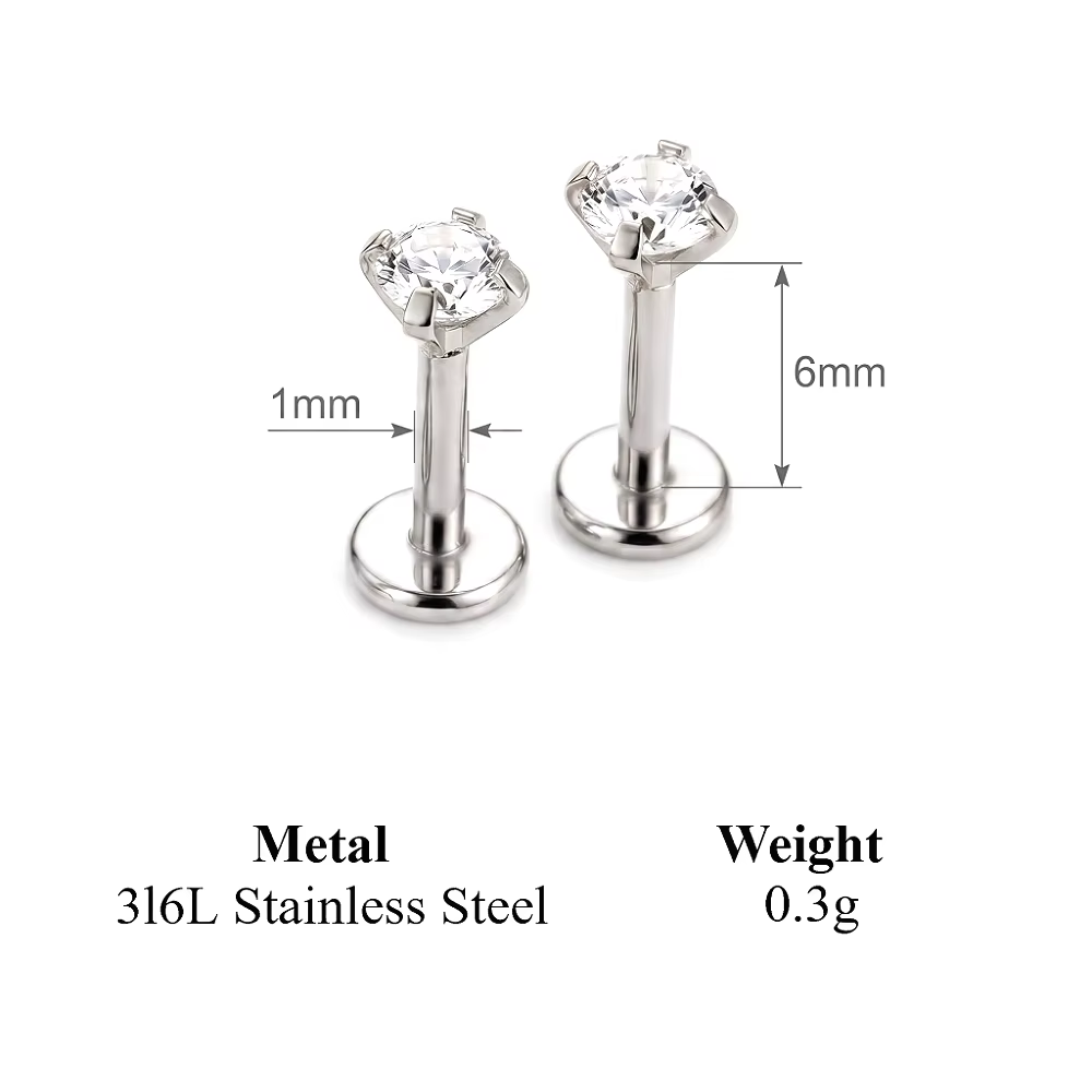 2/8 pièces en acier inoxydable boucle d'oreille nez Stud Cartilage Piercing bijoux Helix Tragus lèvr