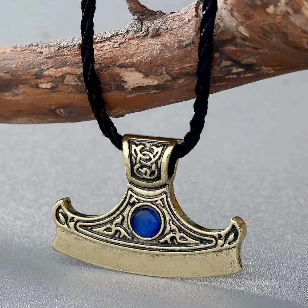 Collier avec pendentif en zirconium pour hommes, bijoux Viking, Talisman nordique