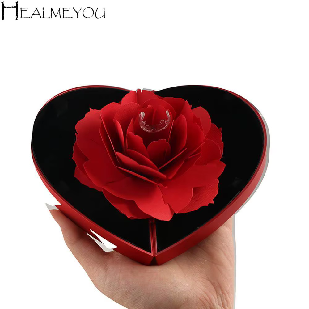 Boîte de rangement pour bagues en forme de cœur, fleur de Rose, boîte de rangement spécialement conç