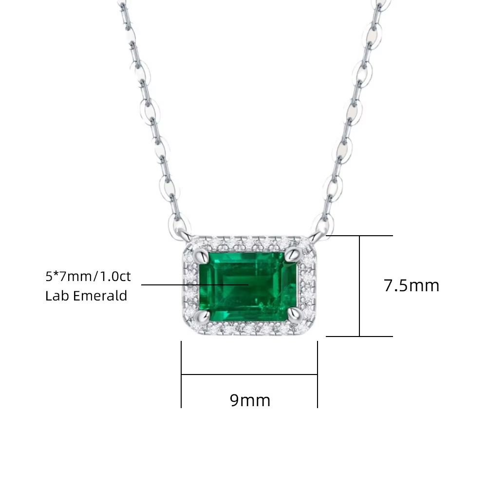 M-JAJA 1ct pendentif émeraude collier S925 en argent Sterling laboratoire cultivé collier de pierres