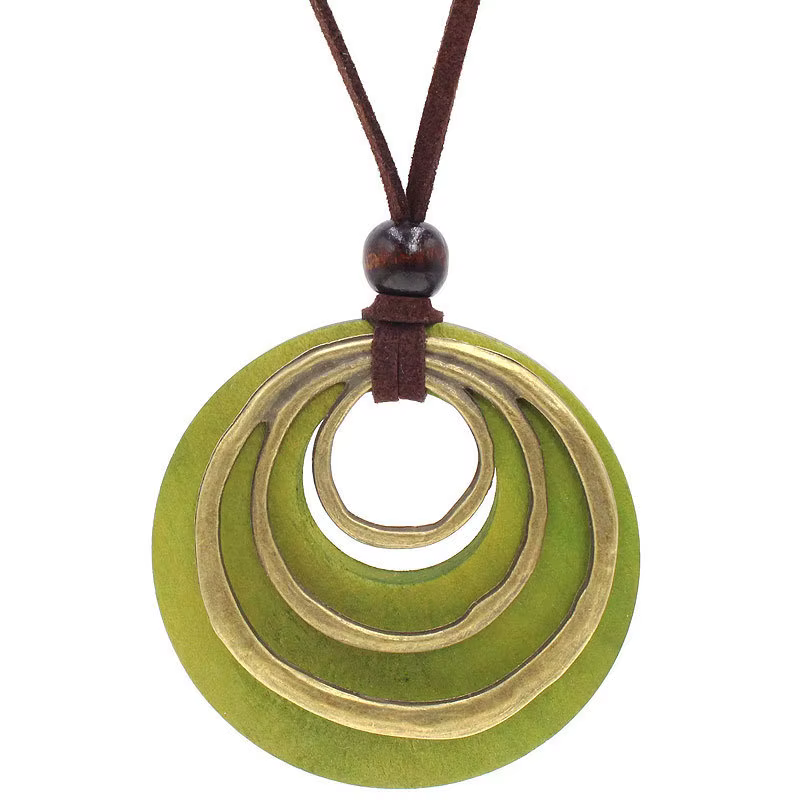 Chaîne de cordon en cuir multicouche pendentif en bois colliers pour femmes hommes bijoux Vintage Bo