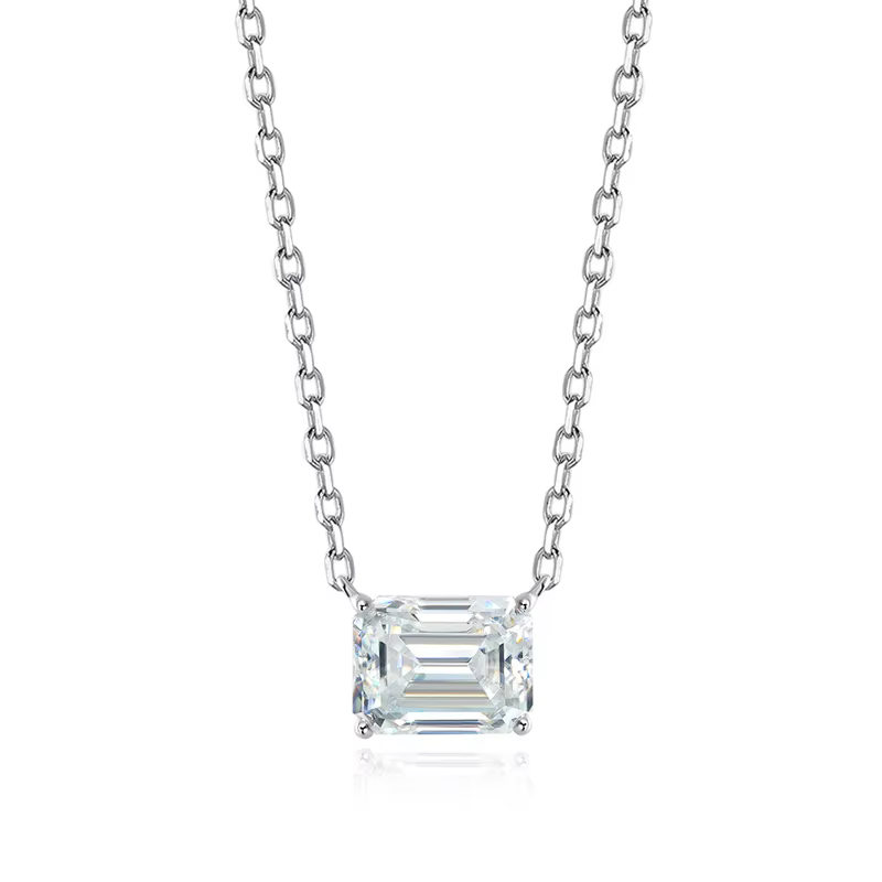 Smyoue 1-3CT Solitaire Moissanite collier pour femmes taille émeraude laboratoire diamant mariage fe