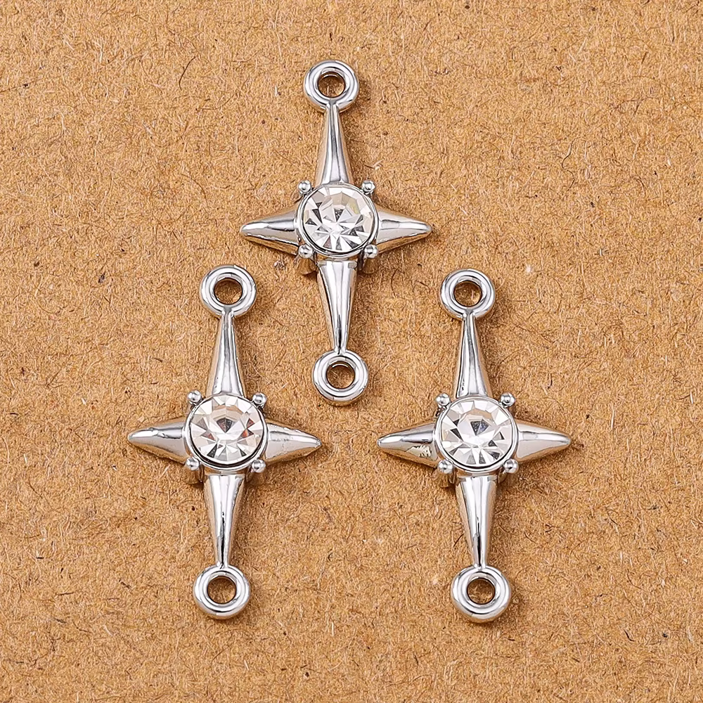 5 pièces 23*12mm cristal étoile polaire breloques connecteur pendentifs pour collier à faire soi-mêm
