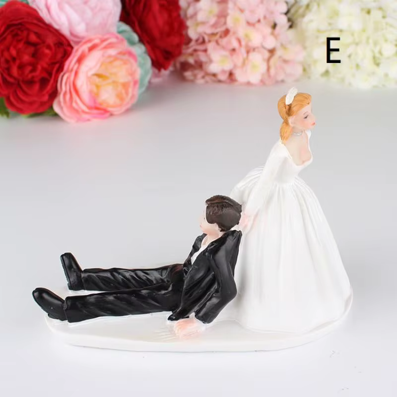 Figurines amusantes pour gâteau de mariage, figurines romantiques de mariée et de marié, décorations