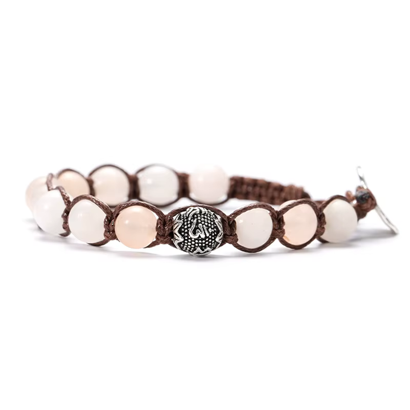 Bracelet en Pierre Naturelle de Santal Rouge, Siddhartha Gautama, Fondateur du Bouddhisme Tibétain, 
