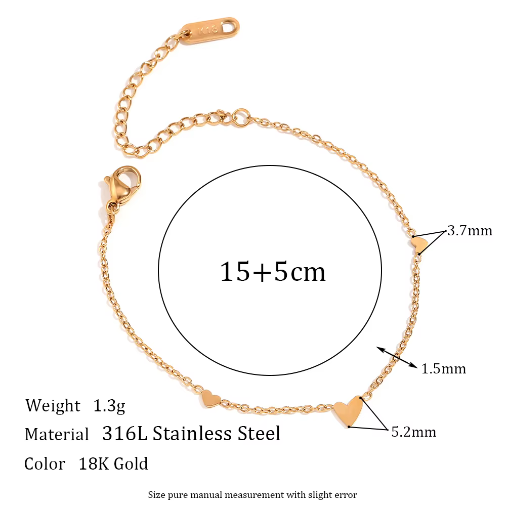 E B belle boutique officielle petit délicat Mini coeur chaîne Bracelets bras bijoux pour fille plaqu