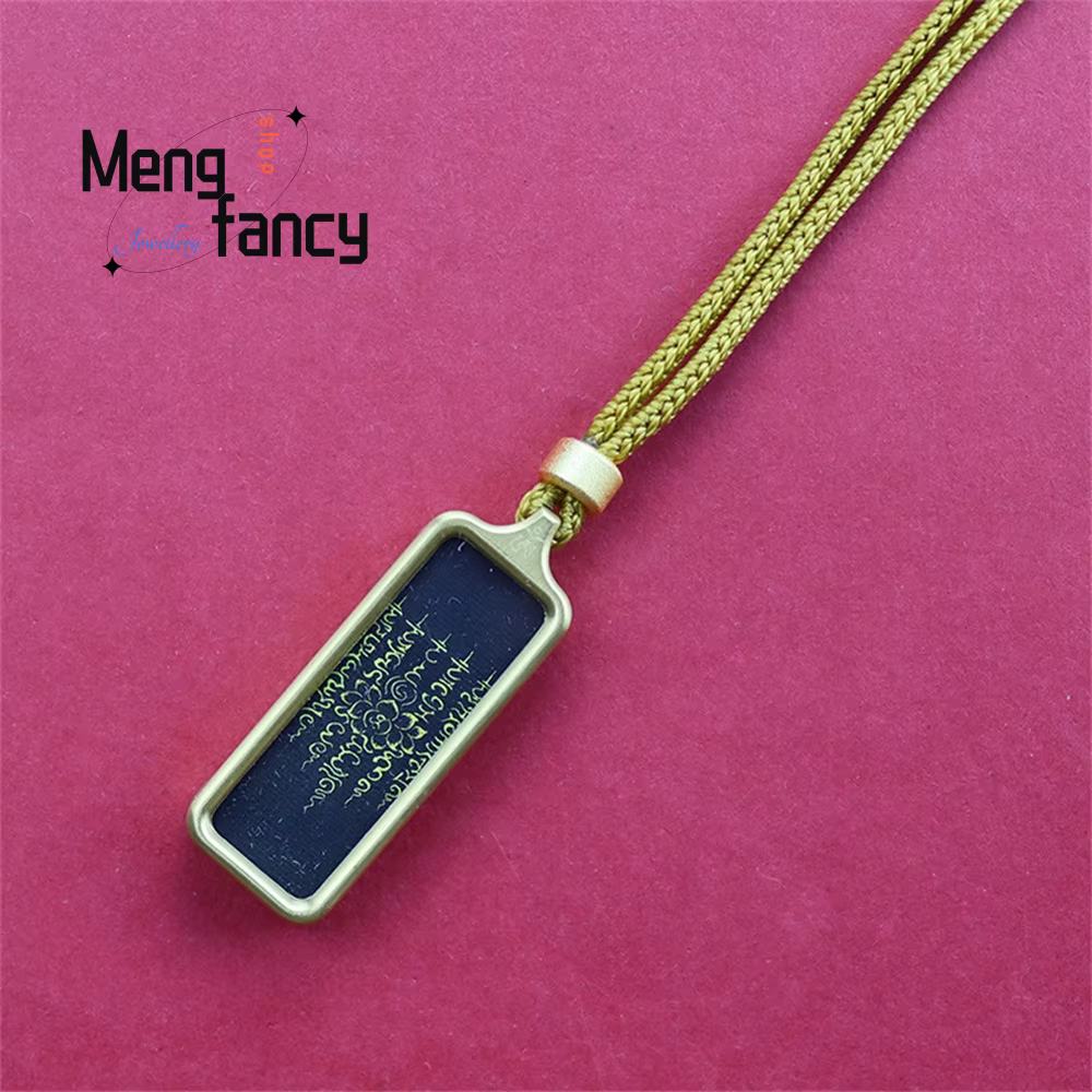 Nouveau Pendentif Thangka en Acier Titane, Peint à la Main avec Détails Dorés, Motif Nine Purple Li 