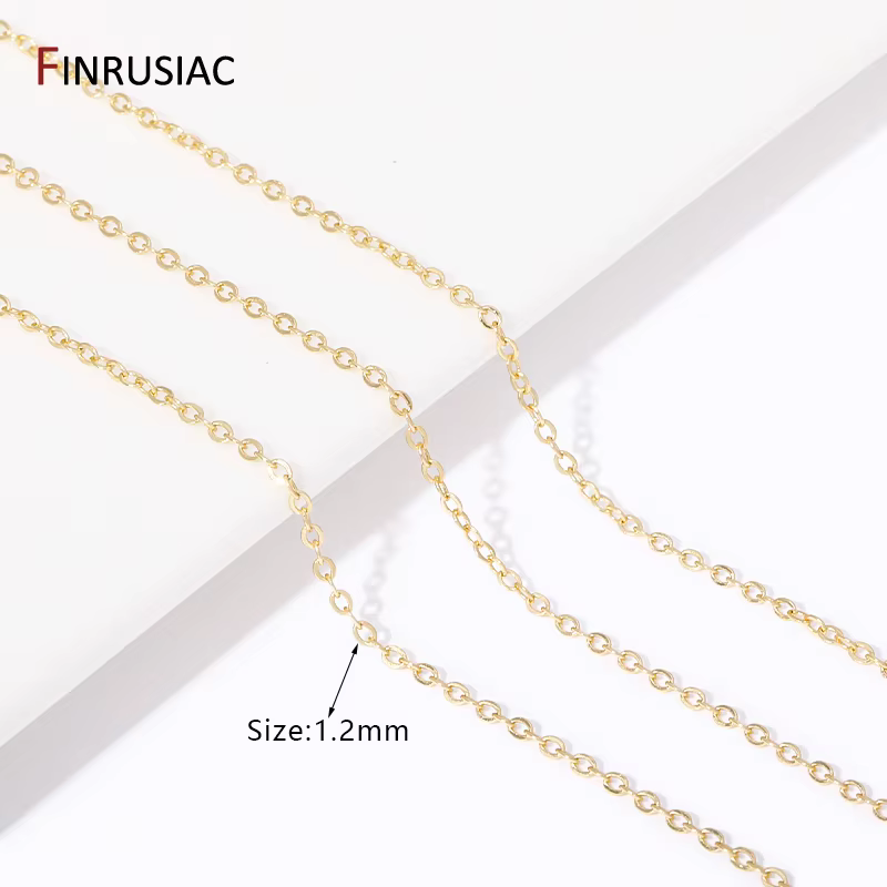 Câble à maillons métalliques plaqué or 14K, multi-styles, chaînes en vrac pour la fabrication de bij
